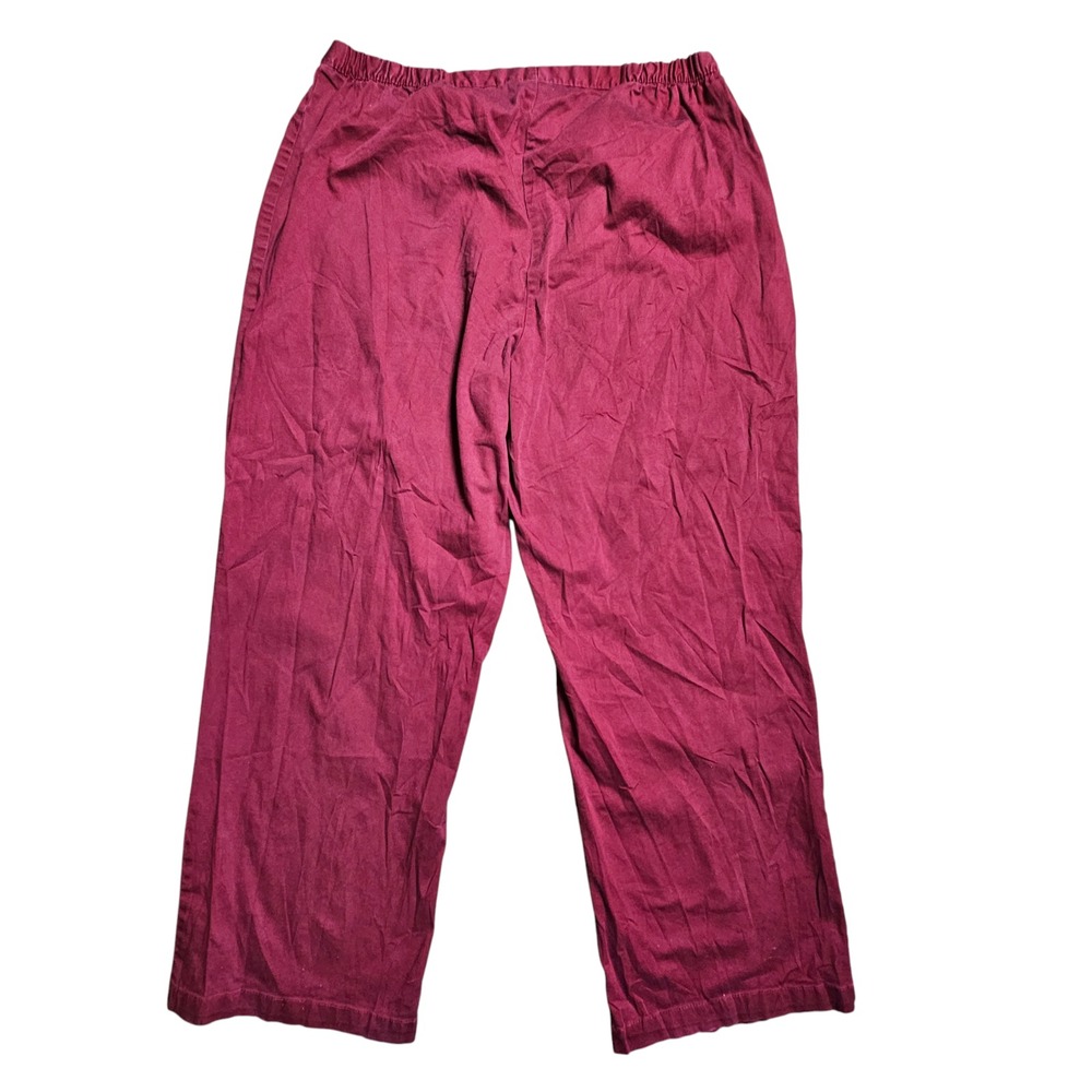 Woman Within Pull-On Khaki Trouser Pants 24W/30‎ Straight Leg Elastic Waist Red - Picture 5 of 8